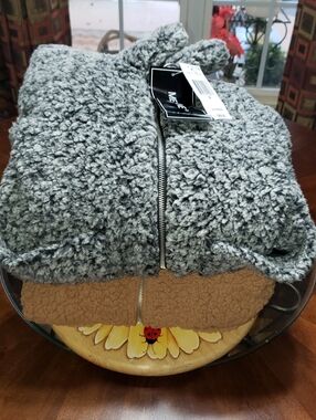 💘🖤💘 2PC Me Jane Black/Gray & Tan Zip Fleece Faux Shearling/Fur Teddy Jacket